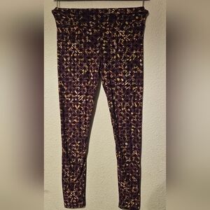 LuLaRoe Purple and Gold Patterned Leggings